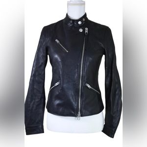 Leather Black Coach Jacket Women XS